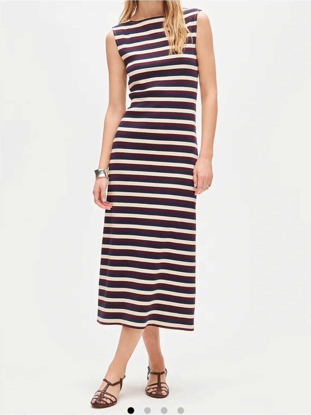 NWT J. Crew Striped Knit Boatneck Midi Dress Sz Small